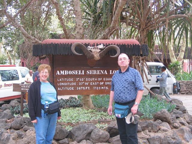 Bill and Pat at the Amboseli Serena Lodge